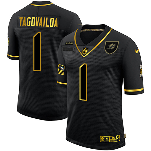 Miami Dolphins #1 Tua Tagovailoa Men Nike 2020 Salute To Service Golden Limited NFL black Jerseys->baltimore ravens->NFL Jersey
